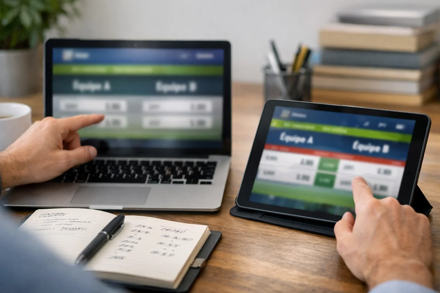 Écrans affichant la comparaison des cotes entre différents bookmakers